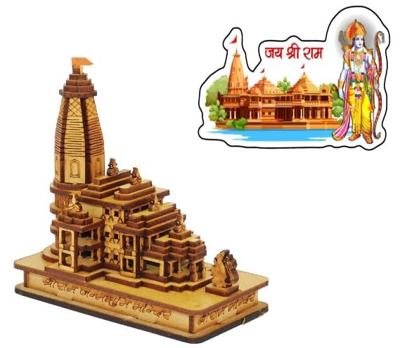 Image of Authentic Design Shri Ram Mandir Ayodhya 3D Model Wooden Hand Carved Temple