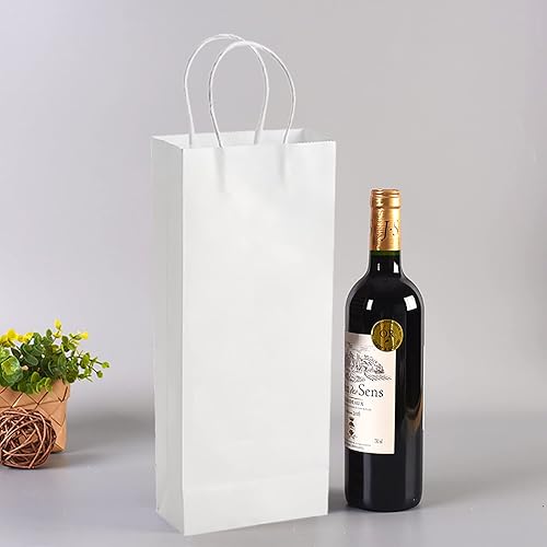 Miniatura 13 de WUWEOT Paquete de 50 bolsas de papel para vino, 5.6 x 3.3 x 12.6 pulgadas, bolsa reciclable de vino marrón, bolsa de regalo de papel kraft
