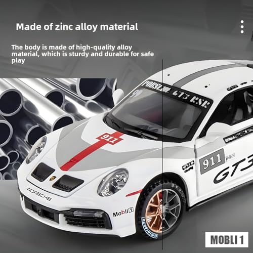 Image of Die Cast Porsche Car Toy | 1:32 Scale Metal Diecast Model Car for Kids with Openable Doors, Light & Engine Sound | Pull Back Action Realistic Collectible Vehicle Boys Toys for Kids