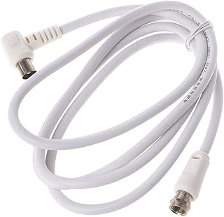 Cable coaxial de antena de satélite de TV de 9,5 mm, color blanco, 90 grados macho a tipo F macho
