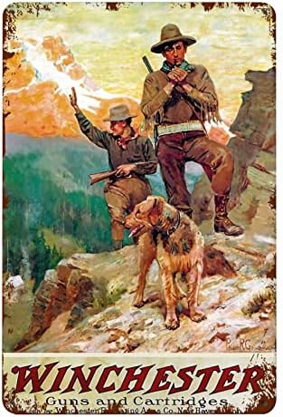 UJM Hunting Metal Signs Vintage Western Wall Decor for Home Kitchen Bar Patio Room Garage Retro Tin Poster Plaque 12"x8" Inch