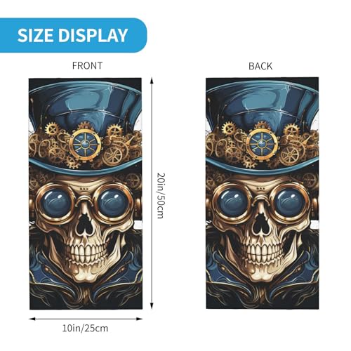 Balaclava Vintage Steampunk Oro con Diseño de Calavera para Mujer y Hombre, Mascarilla de Cuello Elástica Transpirable, Ideal para Motocicleta, Ciclismo, Esquí y Fiesta, Blanco miniatura 3