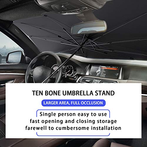 Car Summer Windshield Sunshade, Front Windshield Umbrella Sunshade Vehicle Cool with Storage Bag,Car Sunscreen Cooling Sunshade Outdoor Sun Foldable