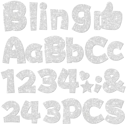 Image of 243 Pcs Glitter Bulletin Board Letters, Numbers and Punctuation 4 Inch