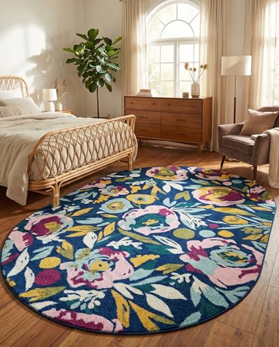 Tapete Ovalado Floral 6'x9' Navy Blue miniatura 4