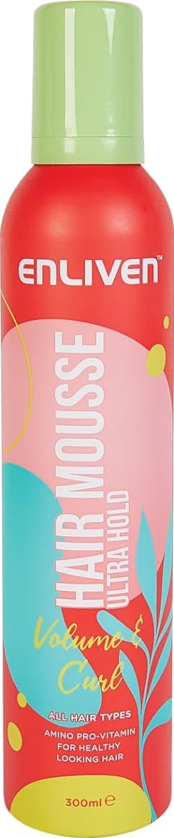 Enliven Hair Mousse Ultra Hold - 300ml - Hair Mousse For Curly Hair - Volume Mousse & Styling Mousse That Provides Long Lasting Hold - For All Hair Types
