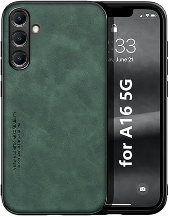 Kepuch Silklike Case Compatible for Samsung Galaxy A16 5G - Magnetic Holder Built-in Metal Plate Cover Bumper - Green