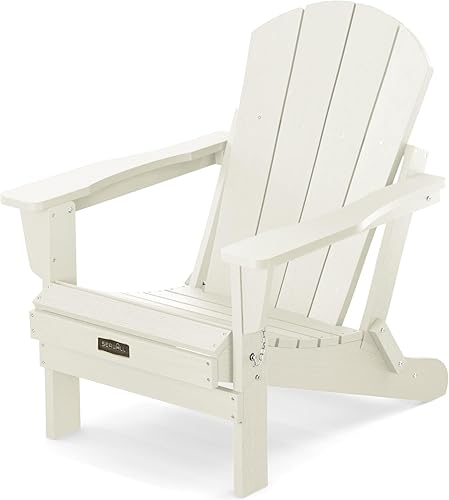 SERWALL Silla plegable Adirondack  HIPS Adirondack Sillas para exteriores, resistentes a la intemperie, sillas para hoguera - Blanco