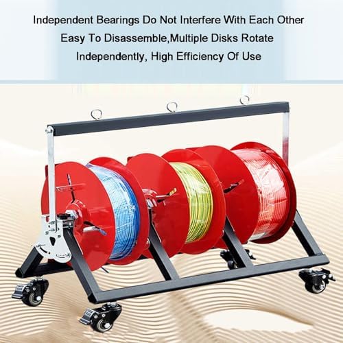 Heavy-Duty Wire Spool Rack on Wheels, Thickened Steel Pipe Cable Reel Holder, Portable Pay-Off Stand for Easy Mobility & Storage Solution