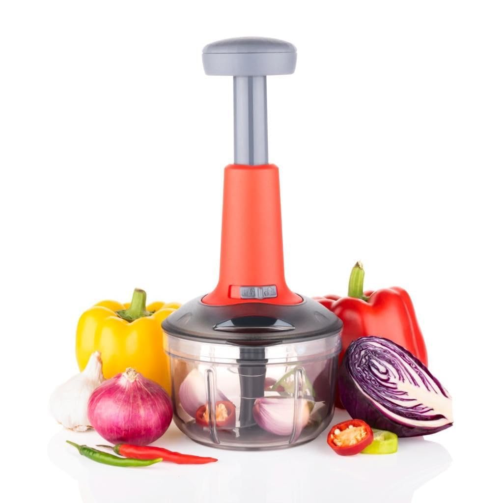 INUS 2-in-1 Vegetable and Fruit Chopper Manual Hand-Press Push Chopper for Efficient Cutting of Onions, Salads, Tomatoes, and Potatoes. Features a Large with an Easy Push and Close Button - 600ml-image-3