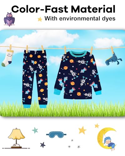 Image of DAUGHTER QUEEN Boys Pajamas 4 Pieces Long Set 100% Cotton Sleepwear Size 18 Months-12 Years