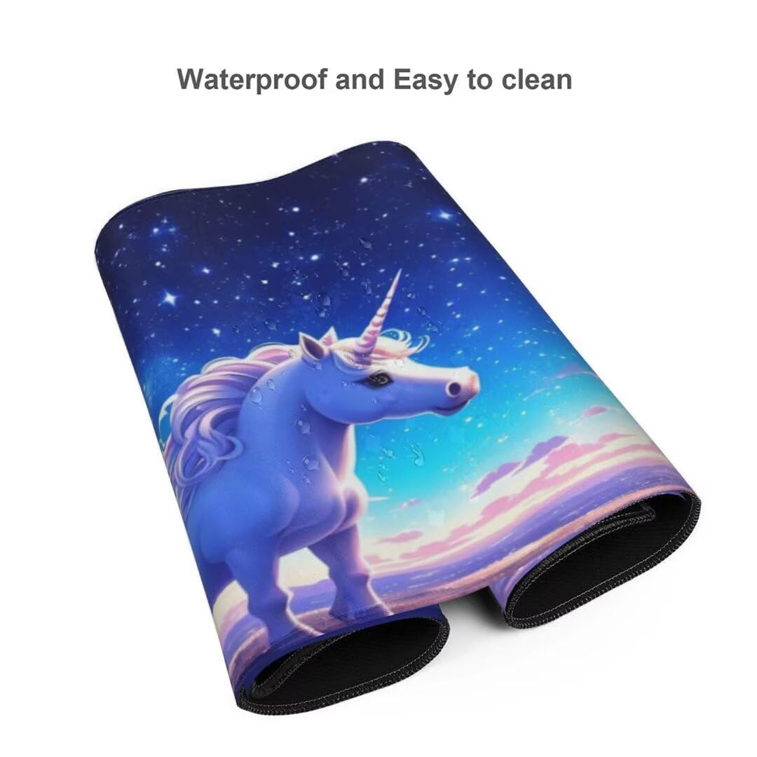 Alfombrilla de ratón 1400x600x3 MM, Alfombrilla Ratón XXL Extendida de Gran Tamaño con Bordes Cosidos, Base de Goma Antideslizante Almohadilla para Teclado, Caballo Estrellado S-11609