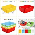 WUWEOT 5 Pack Large Storage Bins, 15" x 11.5" Plastic Stackable Classroom Organizer, Multipurpose Toy Basket for Classroom, Nursery, Playrooms and Home Organization