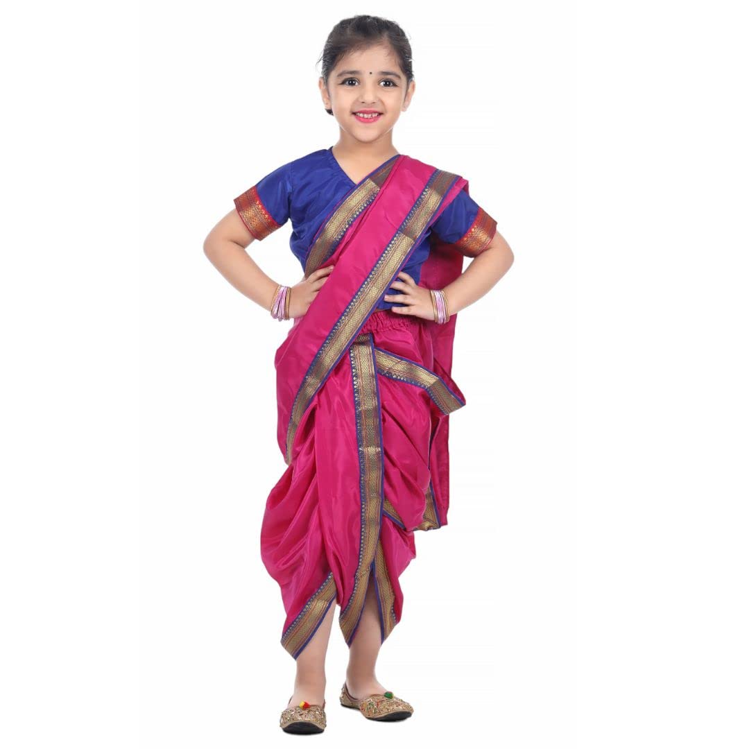 ITSMYCOSTUME Silk Marathi Girl Costume Dress Lavni Saree Folk Dance Set For Kids, Blue (B0BTSSKLQP) Amazon Price History, Amazon Price Tracker