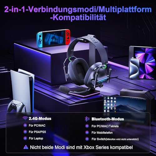 FC400-Wireless-Gaming-Headset-24GHz-Gaming-Kopfhoerer-Kabellos-mit-Mikrofon-fuer-PS5-PS4-PC-Switch-Bluetooth-54-Gaming-Headset-Geringe-Latenz-Noise-Cancelling-mit-LED-Licht-50H-Akkulaufzeit - Sparfuchs24.io - Preisvergleich & Top Angebote Online