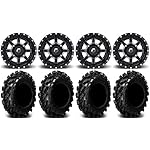 Bundle-9-Items-Fuel-Maverick-Black-14-Wheels-295-Swamp-Lite-Tires-4x156-Bolt-Pattern-12mmx15-Lug-Kit