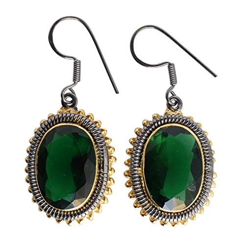 Boucles d'oreilles quartz vert et or jaune : haute joaillerie artisanale