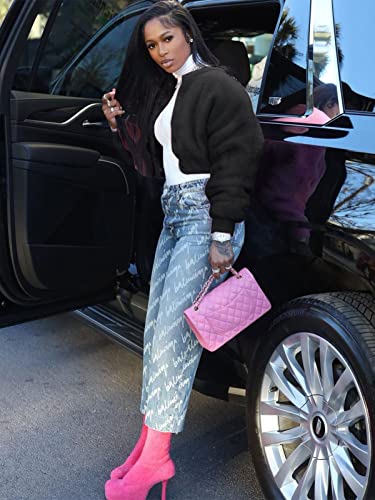 KANSOON Faux Fur Jacket Women Warm Fluffy Button Crop Coats Casual Outerwear4