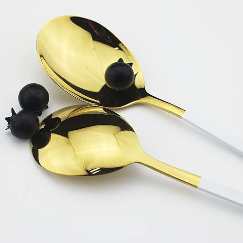 Miniatura 7 de JASHII Juego de cubiertos de acero inoxidable 304 de 20 piezas, juego de cubiertos de lujo pulido de espejo para 4 personas, incluye cuchillo,