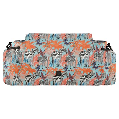 Burbuja Zebras Stroller Organizer with Insulated Cup Holders, Non-Slip Stroller Caddy Universal Fits Most Strollers, Nursery Accessories