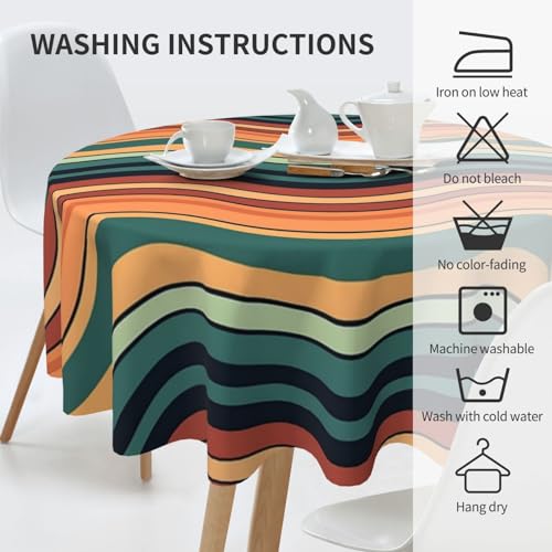 Nappe ronde imperméable 152cm blanche à motif ondulé pour table de cuisine - 5