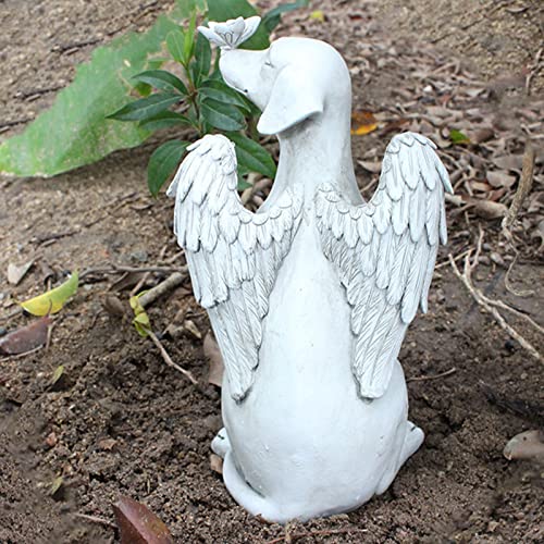 LetCart Engel Hund Statue Engel Hundefigur Garten Dekoration Statue Figur mit Engelsflügel, Handschnitzerei Lebendige Exquisit Kunstharz Gedenksteine für Garten oder Rasen Dekoration