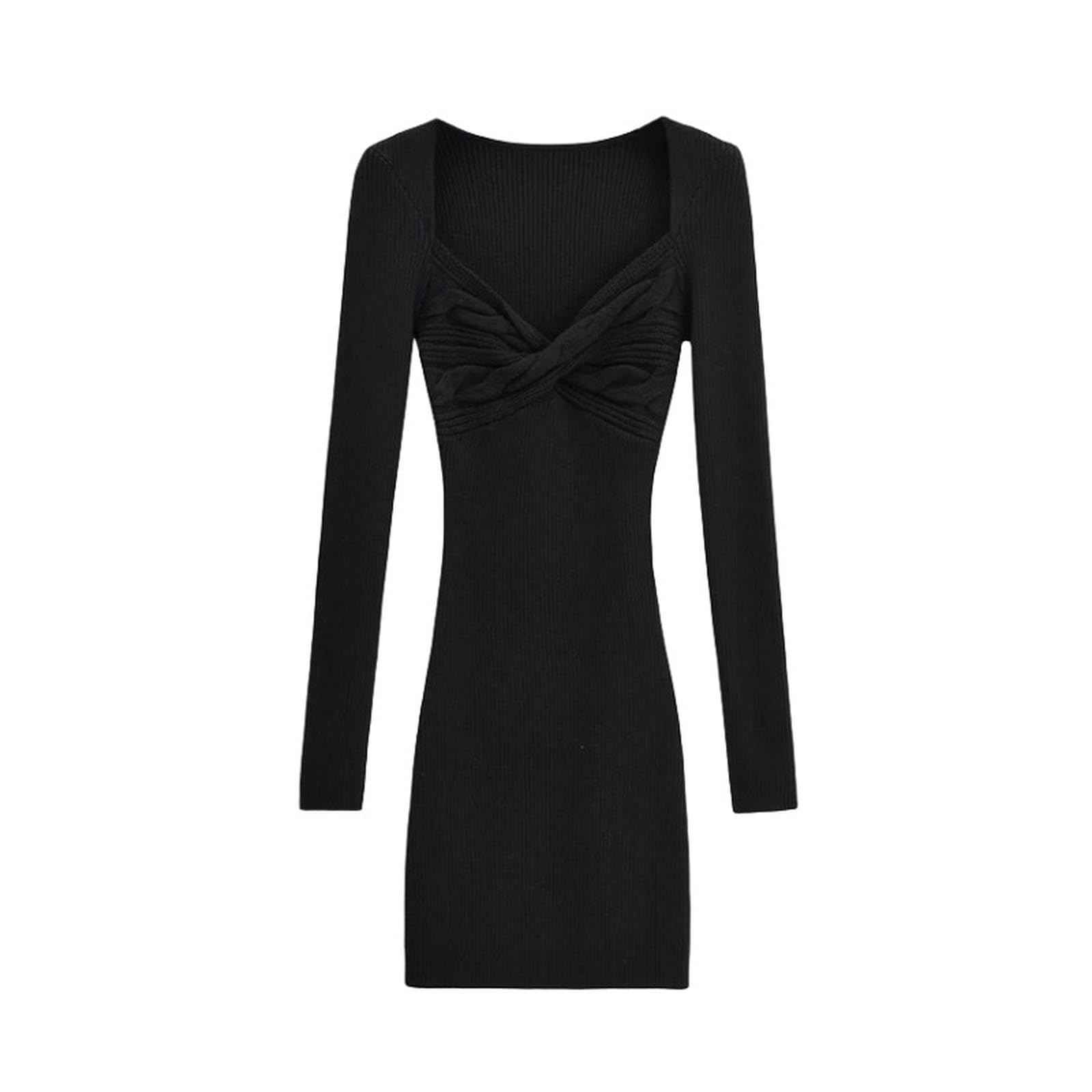Robe tricotée chic pour vos soirées d'hiver avec sa coupe moulante noire