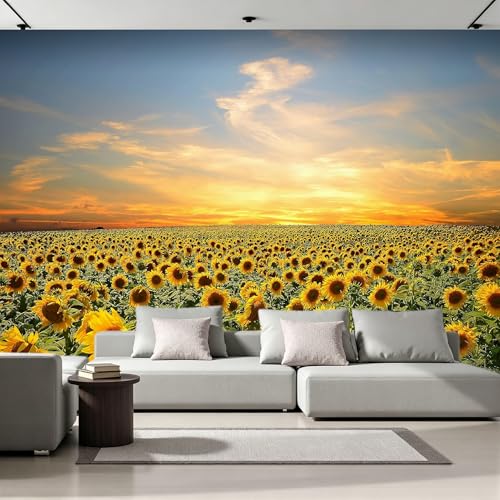 Papier Peint Panoramique 3D Tournesols 400x280 cm | Poster Mural Geant Salon - 2