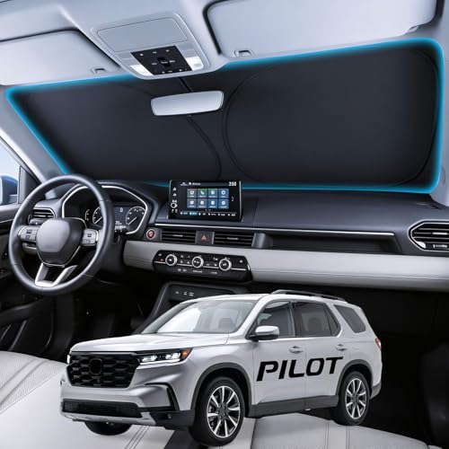 Image of for Honda Pilot Windshield Sunshade [OEM Design, 100% Sun Blockage] Foldable Heat Insulation Sun Shade with Storage Bag, for Honda Pilot (2016-2026), Silver Coating