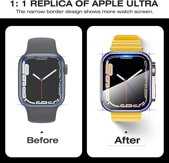 Image of Meyaar Tough PC Case for Apple Watch Series 11 /10 46mm, Change to Ultra Look Cover [Turning into Ultra 2 /1 Upgrade] Converter Case with Screen Protector for iWatch Series 11 /10 (46mm (Series 11 /10))