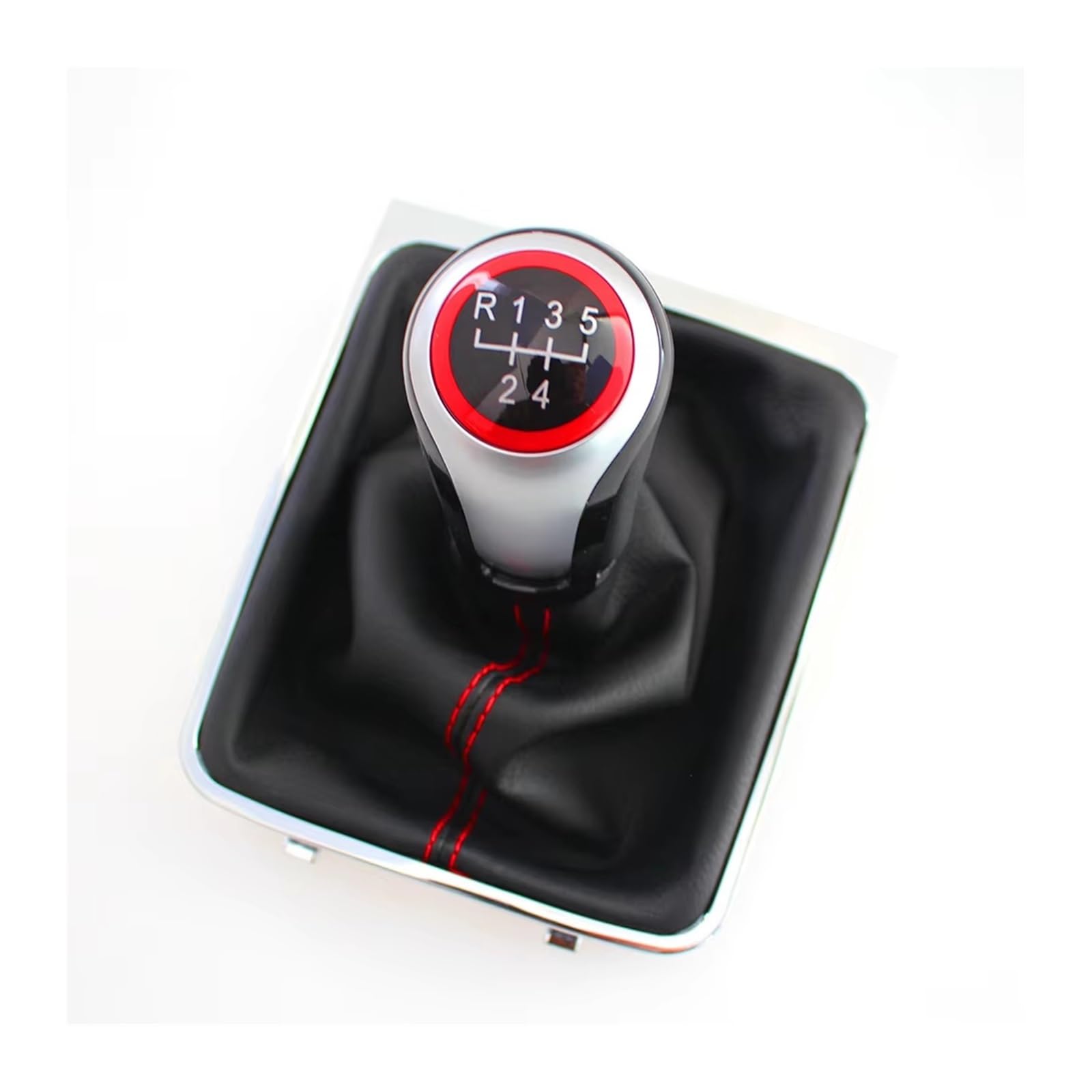 Qmtvfsrh 5 Speed Car Gear Shift Knob Manual 5/6 Speed Gear Shift Knob Pu Gaiter Boot For Vw For Passat B6 2005-2010(5 Speed)
