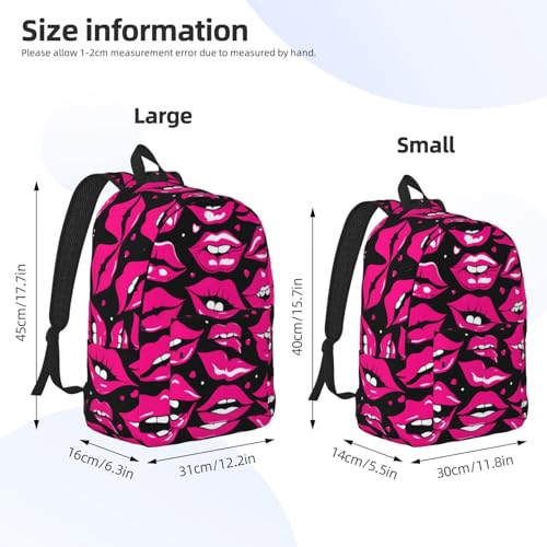 OdDdot Laptop-Rucksack, Tagesrucksack, Motiv: Muscheln, Sanddruck, für Reisen, Camping, Wandern, Büchertasche für Damen und Herren, Lippen, S