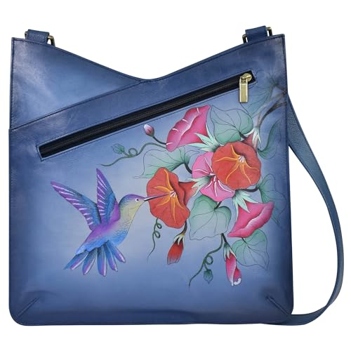 Image of Anna by Anuschka Women's Women's Original Genuine Leather Hand-painted V Top Large Crossbody - Leather Handbag for Women