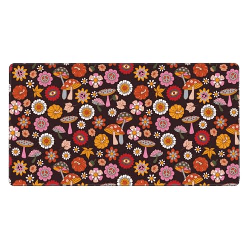 Großes Gaming-Mauspad, Schreibtischunterlage, Tastaturunterlage, Schreibtischmatte, rutschfeste Schreibtischmatte für den Schreibtisch, 70er-Jahre, Hippie-Retro-Mauspad für Büro, Zuhause