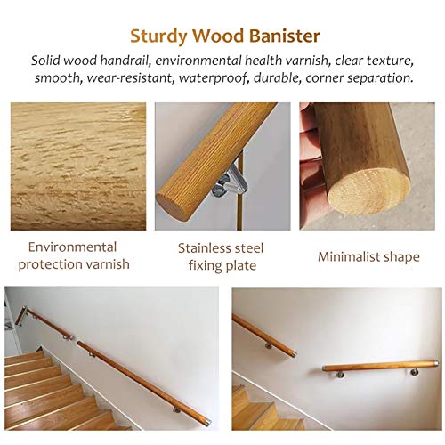 Main courante en bois kit de rampe d'appui murale 100cm noire