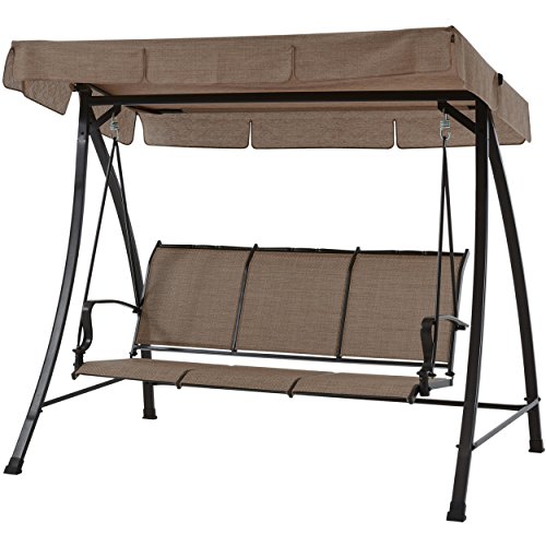 Mainstays Wesley Creek Porch Swing for 3-Person (Brown)