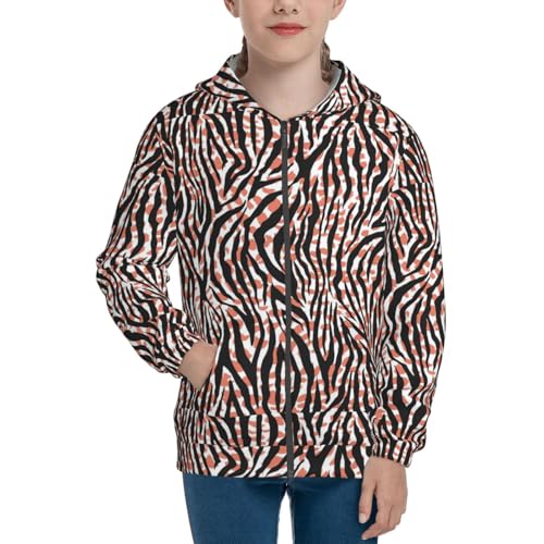 Zebra Skin And Leopard Print Kid Hoodies Boys Zip Up Sweatshirts Girls Pullover with Pocket3
