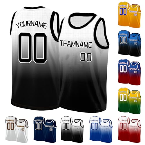 Image of Custom Basketball Jersey for Men - Personalized Name & Number, Embroidered or Printed, Athletic Shirt for Kids, Boys & Youth