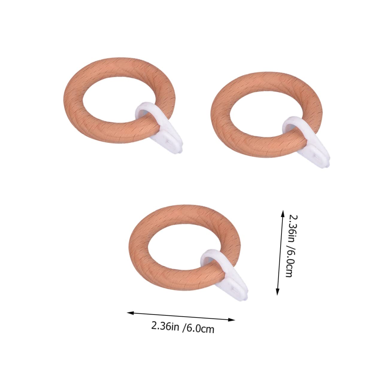 GOOHOCHY 5Pcs Solid Wood Curtain Rings Hanging Clips for Shower Window Curtains Flexible and Safe Design Suitable for Various Curtain Types and