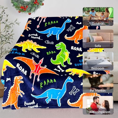 Image of COMFAR Dinosaur Blanket for Boys, Dinosaur Glow in The Dark Blanket for Kids /Toddler /Baby, Soft Fleece Blankets and Throw, Birthday 40 inchx 50 inch
