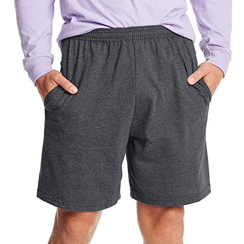 Hanes Men’s Athletic Shorts, Favorite Cotton Jersey Shorts, Pull-On Knit Shorts with Pockets, Knit Gym Shorts, 7.5″ Inseam