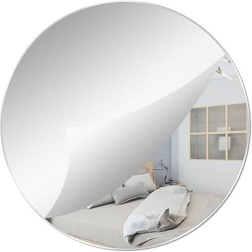 DARENYI Espejo redondo de pared de 8 pulgadas, autoadhesivo, no de vidrio, disco de espejo acrílico, espejo de pared transparente, espejo de pared