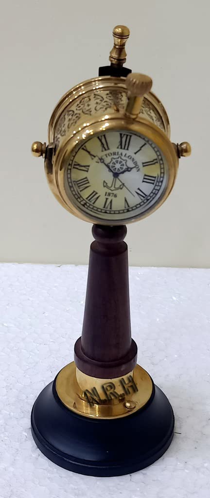 Maritime Nautical Brass Ship Telegraph with Top Side Clock 6