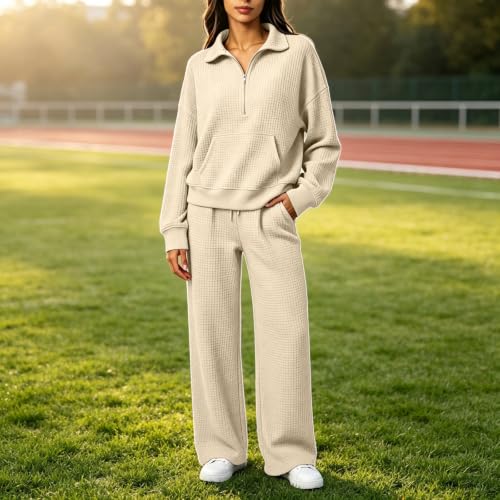 eoeioa Waffle Knit Lounge Set 2 Piece Women Casual Cute Fall Outfits 2026 - image 2