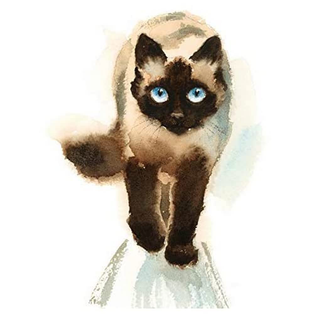 Wee Blue Coo Cat Ragdoll Walking Watercolour Art Print Canvas Premium Wall Decor Poster