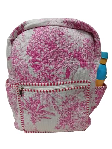 Image of Doraya Cotton Quilted Unisex Backpack Hand Block Floral Printed Design Stylish Eco-Friendly Bag for School, Travel, and Everyday Adventures