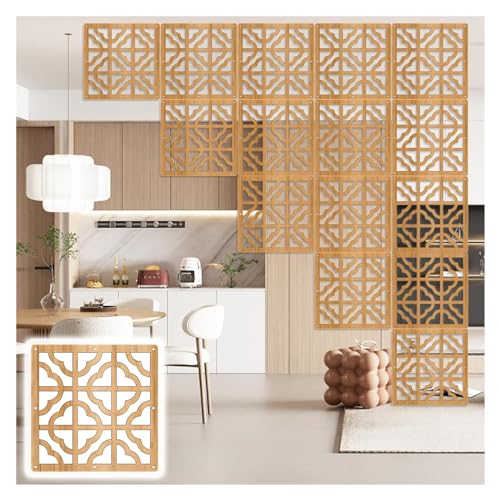 Paneles divisores de habitación colgantes, 1-100 piezas, 29 cm x 29 cm, madera y plástico, decoración de habitación (natural, 85 piezas)