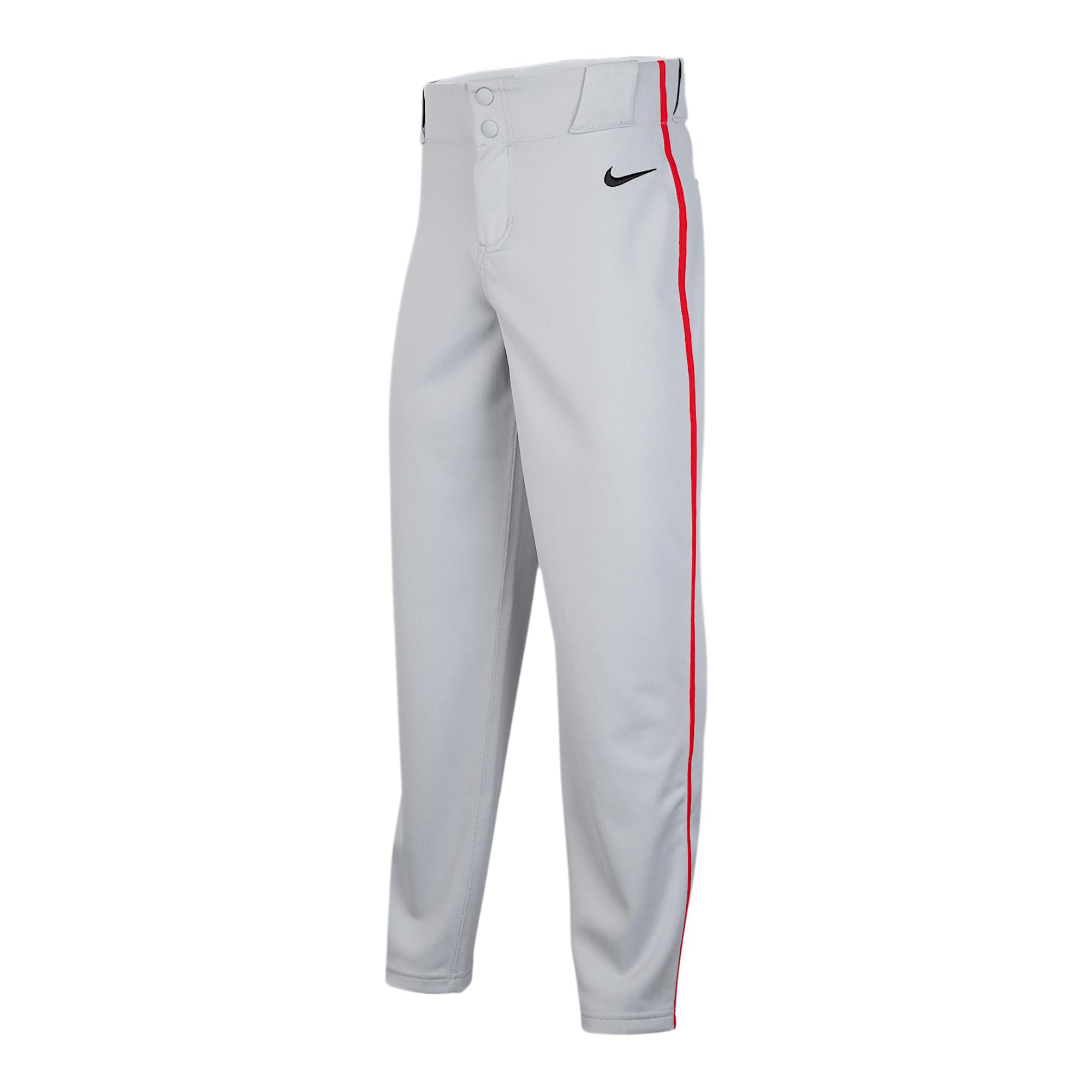 Nike Vapor Select 2 Big Kids' Piped Baseball Pants (DX9171-015, Wolf Grey/University Red/Black) Size X-Small