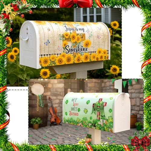 Image of Dispowreath 12 Pcs Christian Seasonal Mailbox Covers Magnetic Standard Size 18 x 21 Inch Spring Easter Summer Patriotic Magnetic Mailbox Covers for Garden Yard Outdoor Decor