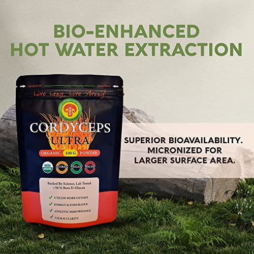 Longevity Botanicals Organic Cordyceps Mushroom Powder - Ultra Concentrated Cordyceps Mushroom Extract Supplement - Promotes Energy, Endurance And Stamina - 100% Fruiting Body - 3.5 Oz #TOP7